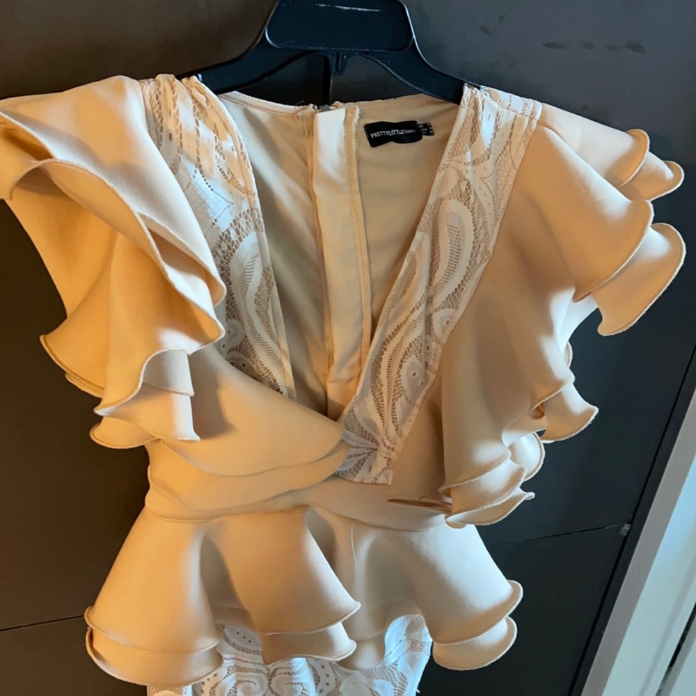 Nude pretty little thing ruffle dress - Picture 1 of 6